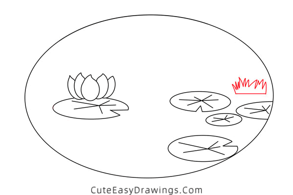 how to draw a lotus pond - www.cuteeasydrawings.com