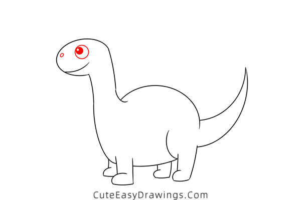 how to draw a cute brontosaurus - www.cuteeasydrawings.com