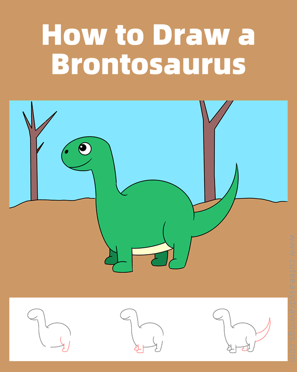 how to draw a cute brontosaurus - www.cuteeasydrawings.com