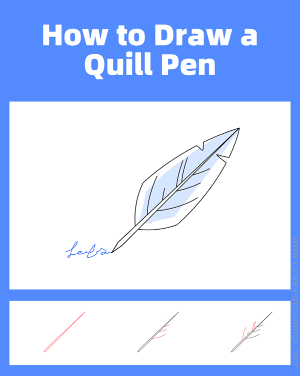 How to Draw a Quill Pen Step by Step Cute Easy Drawings