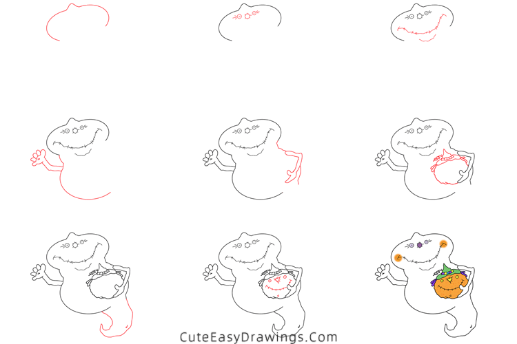 how to draw a ghost and jack-o-lantern - www.cuteeasydrawings.com