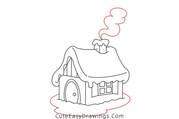 how to draw a cabin in the snow - www.cuteeasydrawings.com