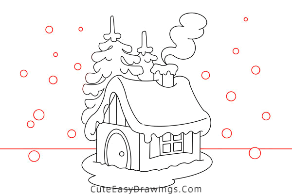 how to draw a cabin in the snow - www.cuteeasydrawings.com