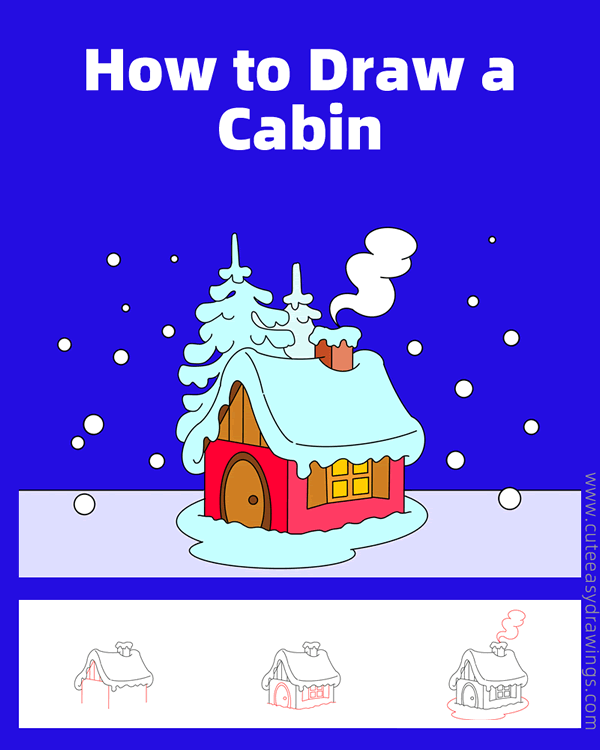 how to draw a cabin in the snow - www.cuteeasydrawings.com