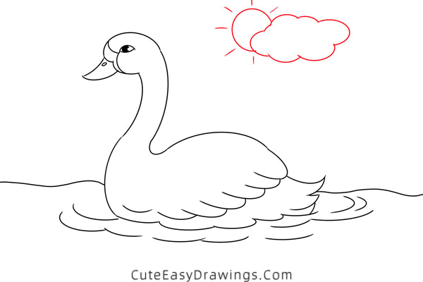 how to draw a swan in water - www.cuteeasydrawings.com