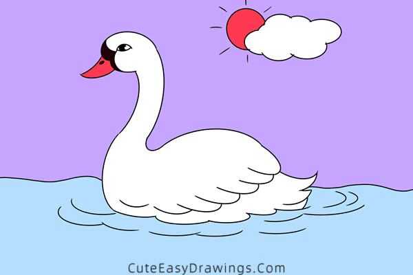 how to draw a swan in water - www.cuteeasydrawings.com