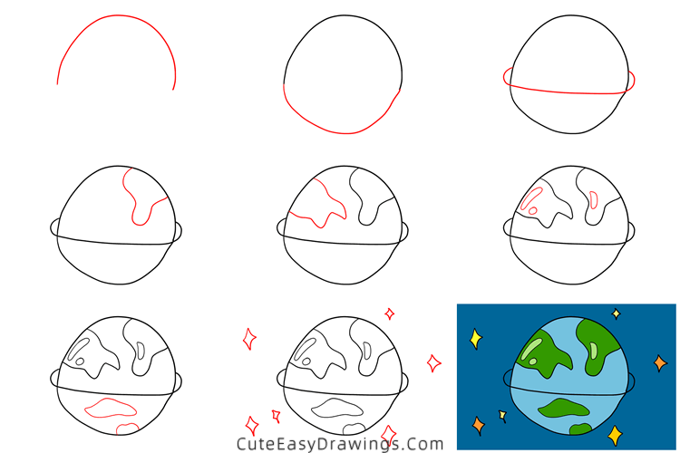 how to draw the earth - www.cuteeasydrawings.com