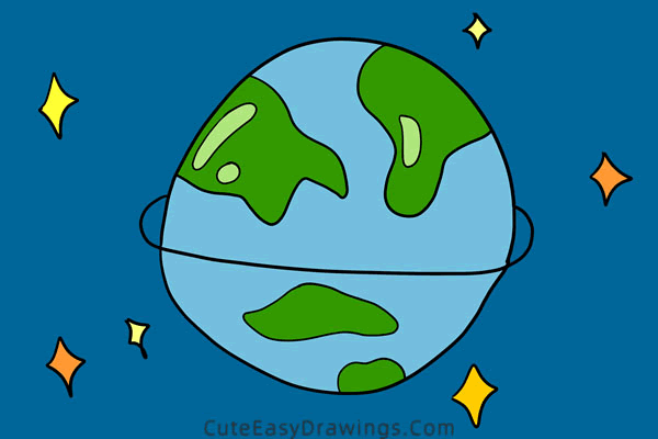 how to draw the earth - www.cuteeasydrawings.com