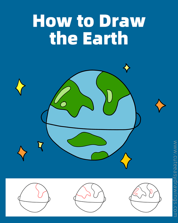 how to draw the earth - www.cuteeasydrawings.com