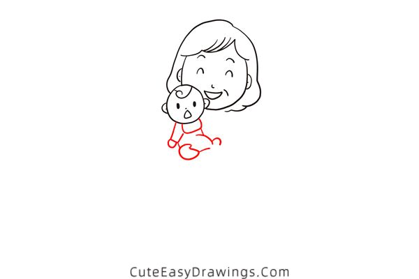 how to draw a mom and baby - www.cuteeasydrawings.com