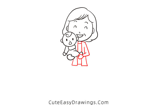 how to draw a mom and baby - www.cuteeasydrawings.com