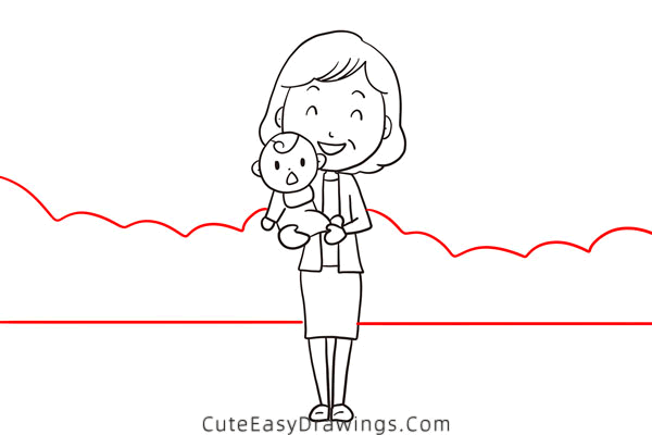 how to draw a mom and baby - www.cuteeasydrawings.com