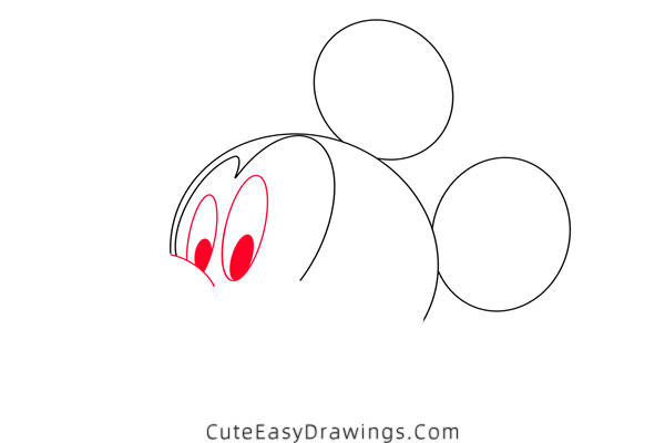 how to draw mickey mouse face - www.cuteeasydrawings.com