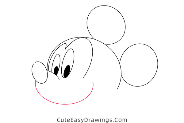 how to draw mickey mouse face - www.cuteeasydrawings.com