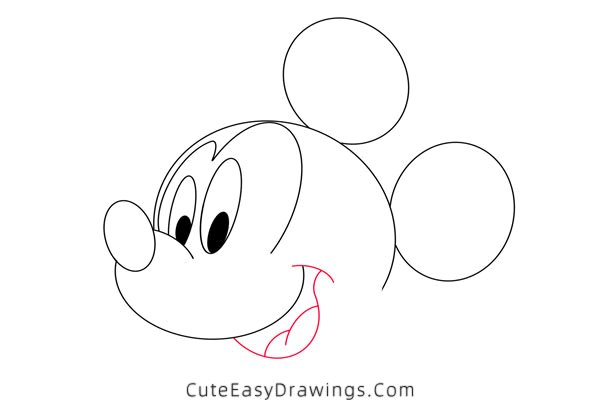 how to draw mickey mouse face - www.cuteeasydrawings.com