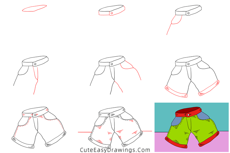 how to draw shorts - www.cuteeasydrawings.com