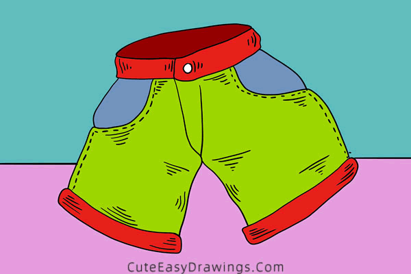 how to draw shorts - www.cuteeasydrawings.com