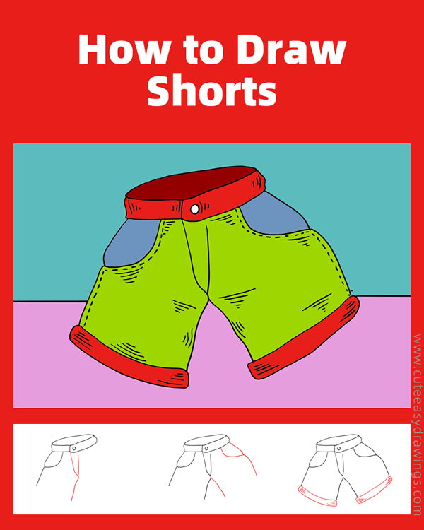 how to draw shorts - www.cuteeasydrawings.com