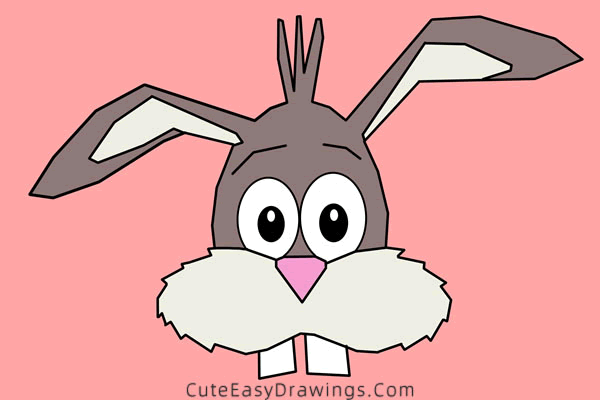 how to draw a rabbit face - www.cuteeasydrawings.com