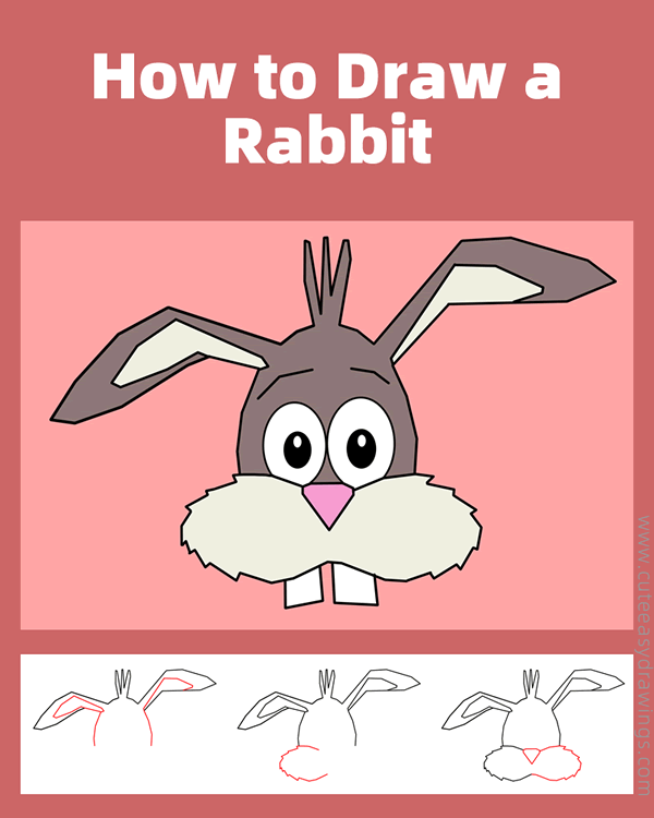 how to draw a rabbit face - www.cuteeasydrawings.com