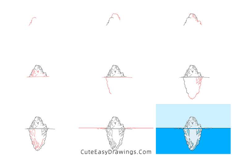 how to draw an iceberg - www.cuteeasydrawings.com