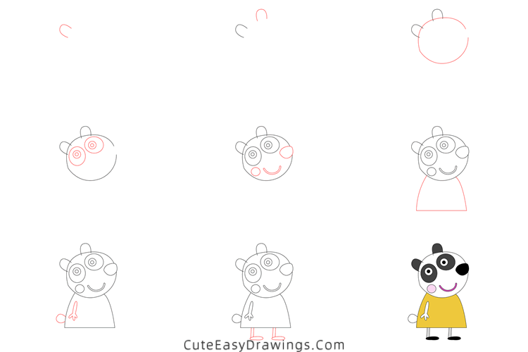 how to draw peggi and pandora panda - www.cuteeasydrawings.com