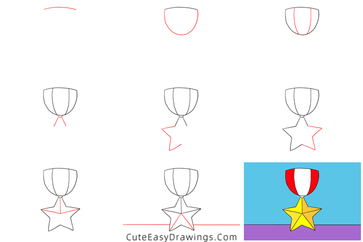 how to draw a medal - www.cuteeasydrawings.com