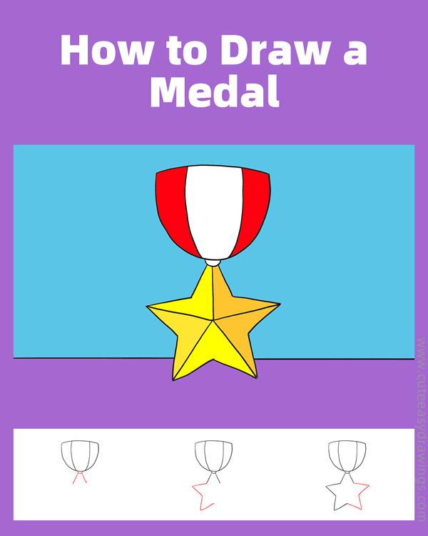 how to draw a medal - www.cuteeasydrawings.com