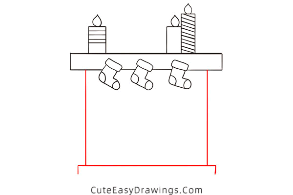 how to draw a fireplace - www.cuteeasydrawings.com