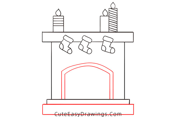 how to draw a fireplace - www.cuteeasydrawings.com