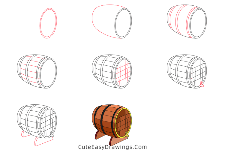 how to draw a beer keg - www.cuteeasydrawings.com