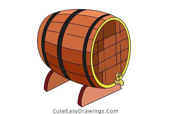 how to draw a beer keg - www.cuteeasydrawings.com