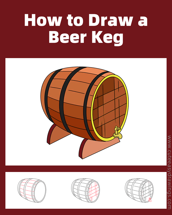 how to draw a beer keg - www.cuteeasydrawings.com