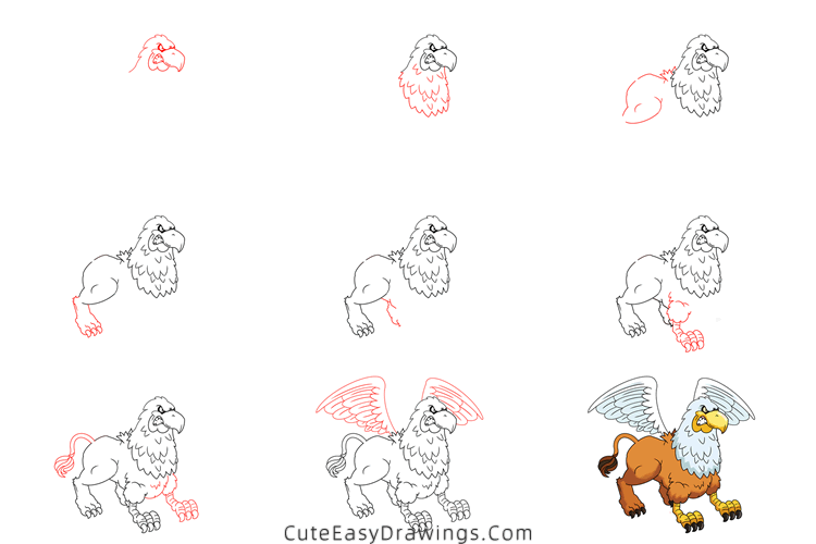 how to draw a griffin - www.cuteeasydrawings.com