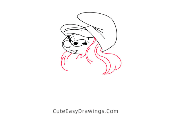 how to draw smurfette - www.cuteeasydrawings.com