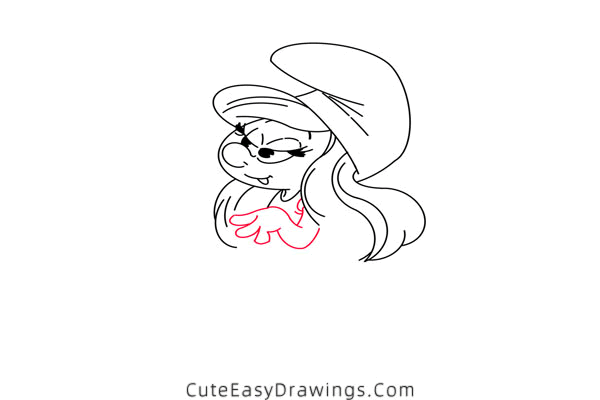 how to draw smurfette - www.cuteeasydrawings.com