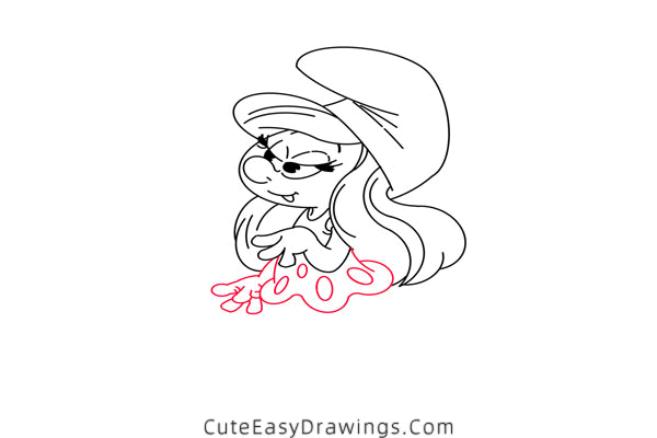 how to draw smurfette - www.cuteeasydrawings.com