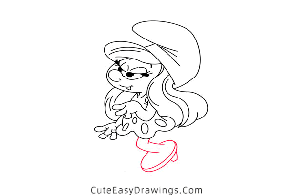 how to draw smurfette - www.cuteeasydrawings.com