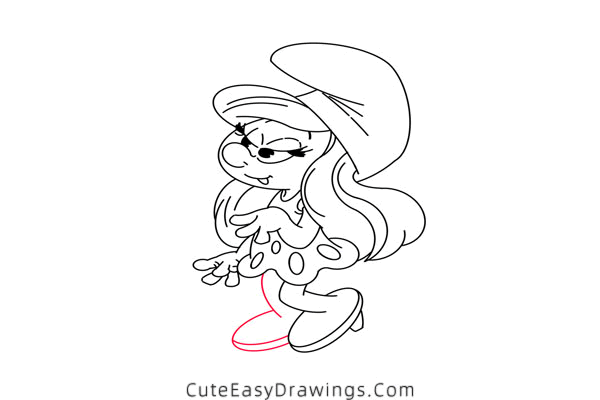 how to draw smurfette - www.cuteeasydrawings.com