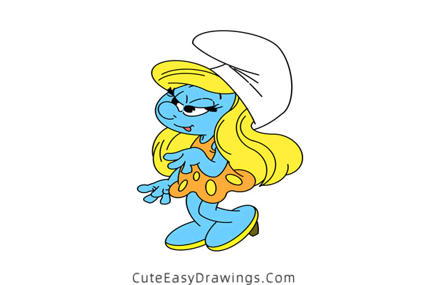 how to draw smurfette - www.cuteeasydrawings.com