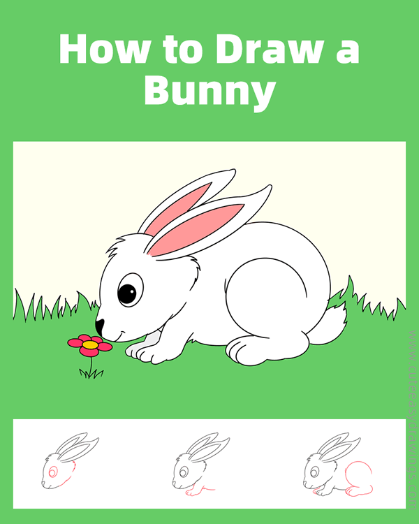 how to draw a bunny - www.cuteeasydrawings.com