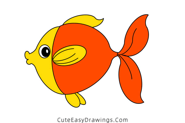 how to draw a goldfish - www.cuteeasydrawings.com