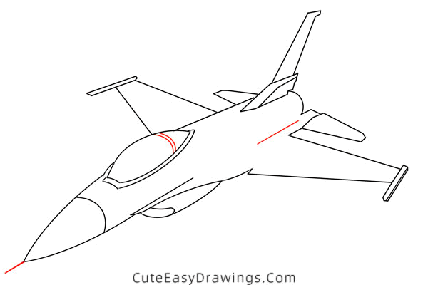 how to draw f-16 fighting falcon - www.cuteeasydrawings.com