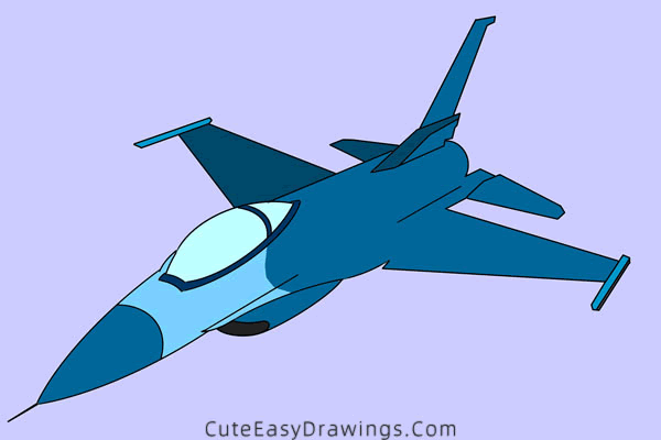 how to draw f-16 fighting falcon - www.cuteeasydrawings.com