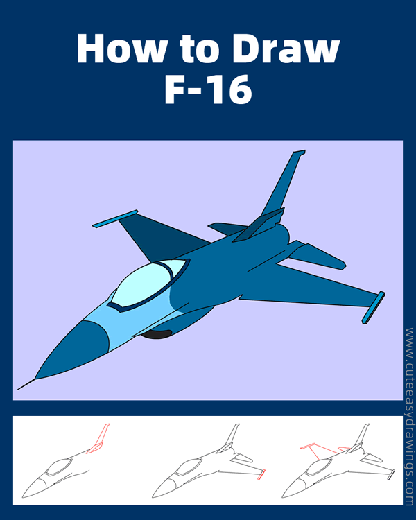 how to draw f-16 fighting falcon - www.cuteeasydrawings.com