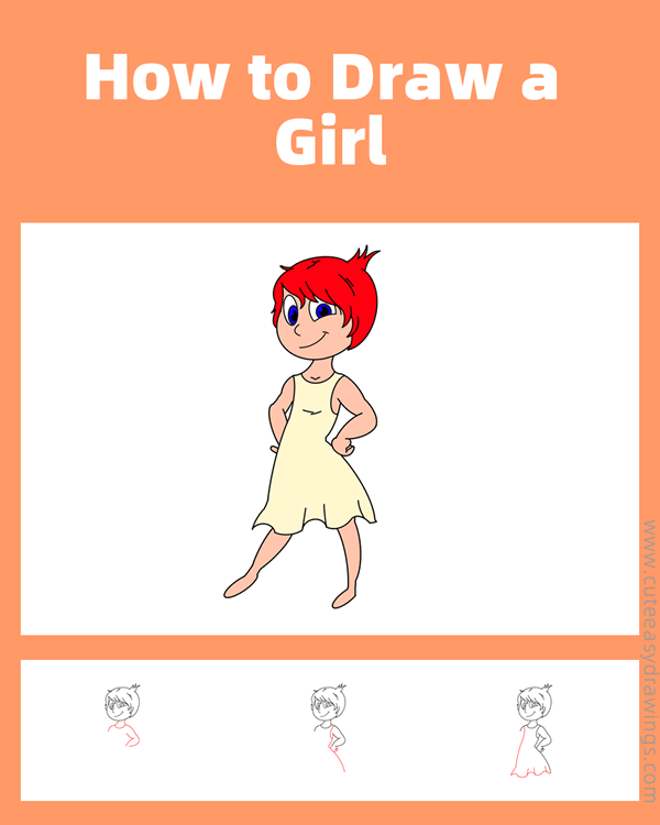 how to draw a girl with short hair - www.cuteeasydrawings.com