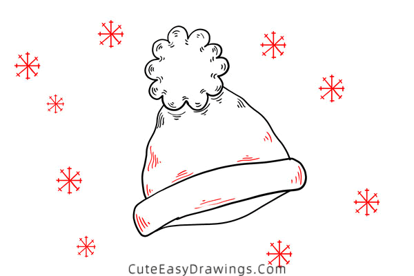 how to draw a winter hat - www.cuteeasydrawings.com