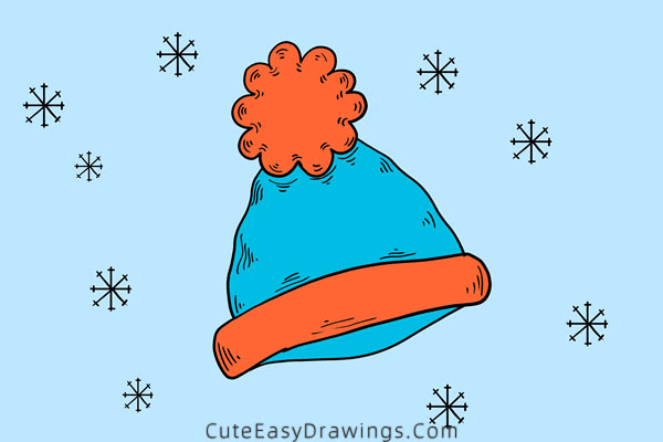 how to draw a winter hat - www.cuteeasydrawings.com