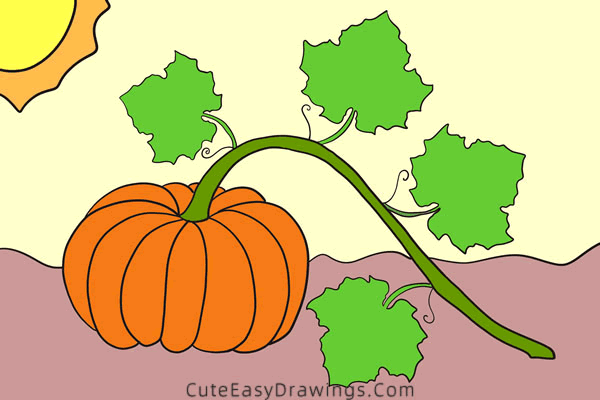 how to draw a pumpkin - www.cuteeasydrawings.com