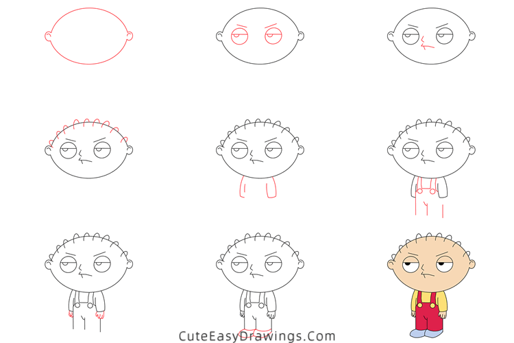 how to draw stewie griffin - www.cuteeasydrawings.com